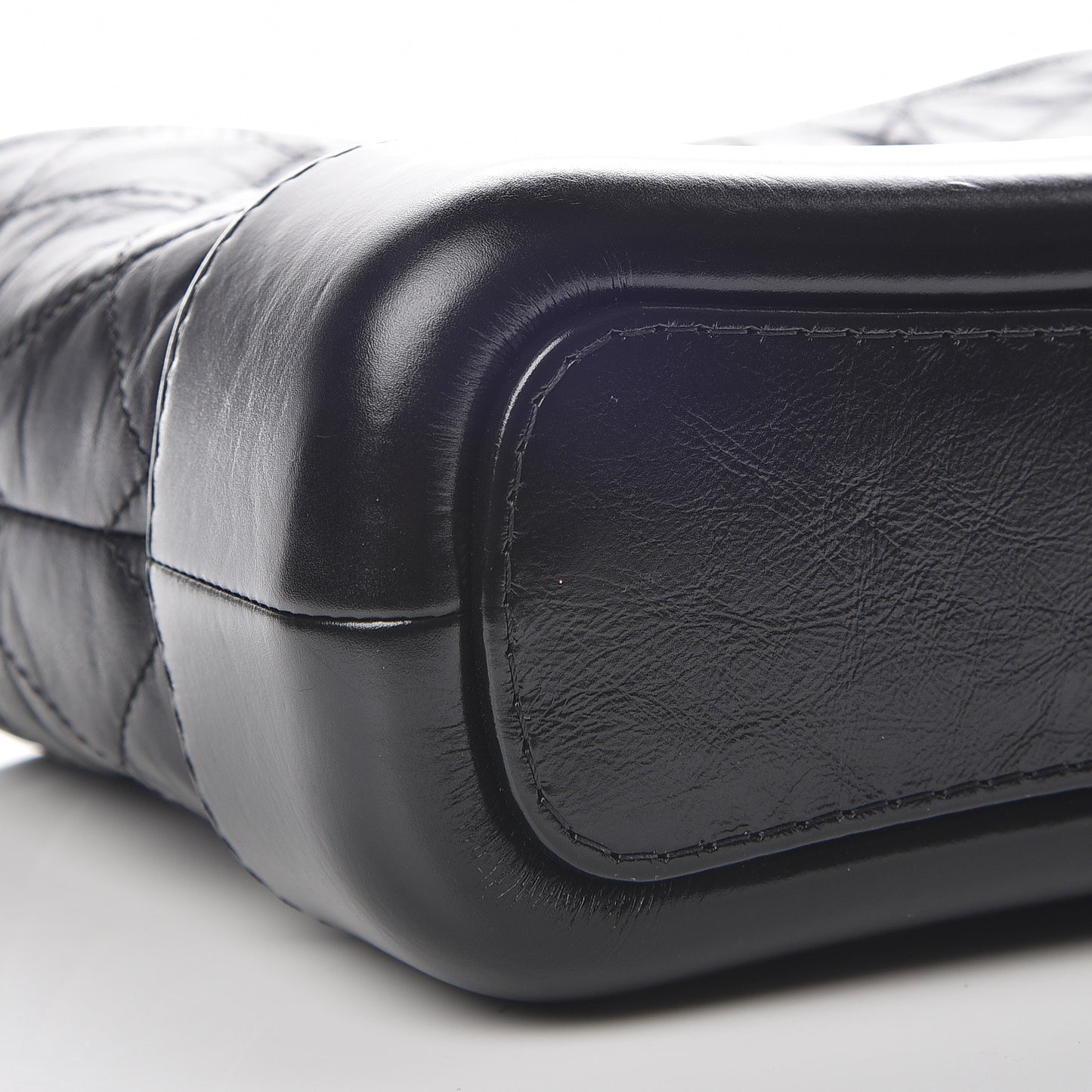 Aged Calfskin Quilted Small Gabrielle Hobo Black