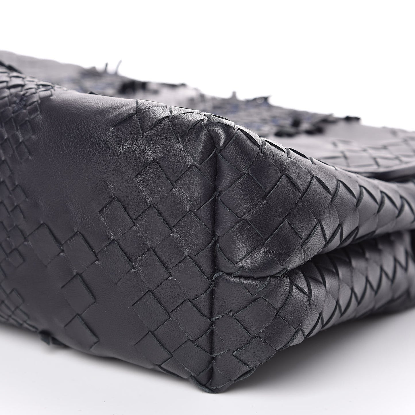 Nappa Ayers Intrecciato Top Handle Bag Black Light Grey