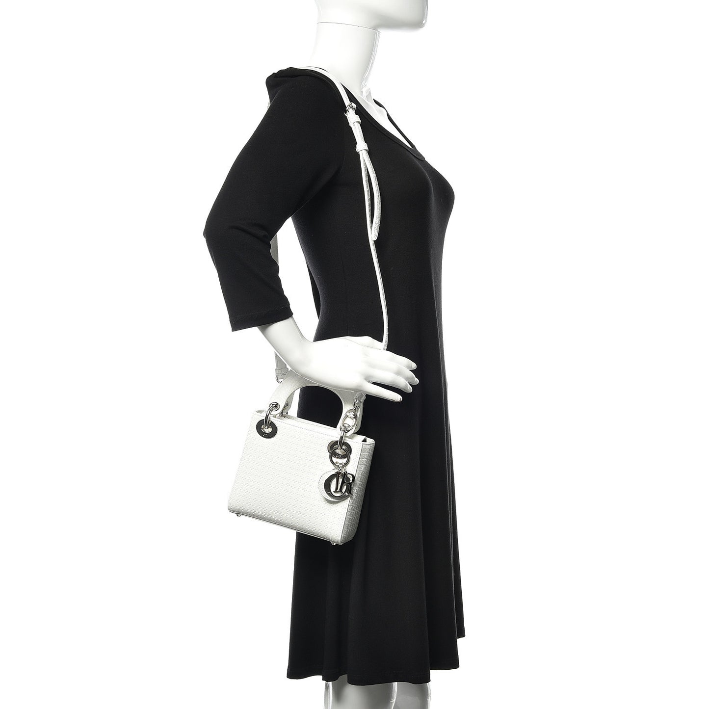Patent Micro-Cannage Mini Lady Dior White