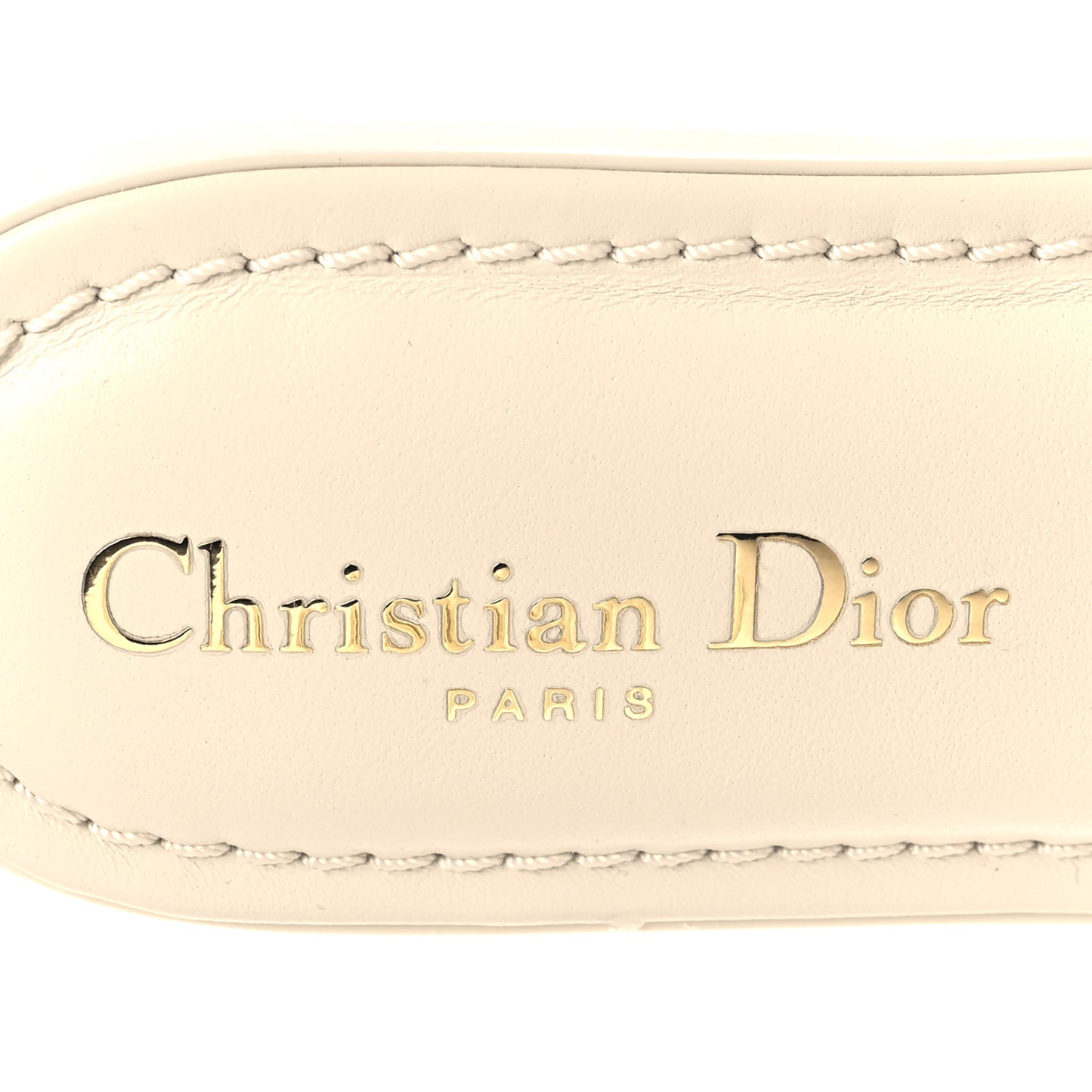 Lambskin Rubber Dioriviera Dioract Flat Slide Sandals 35 White