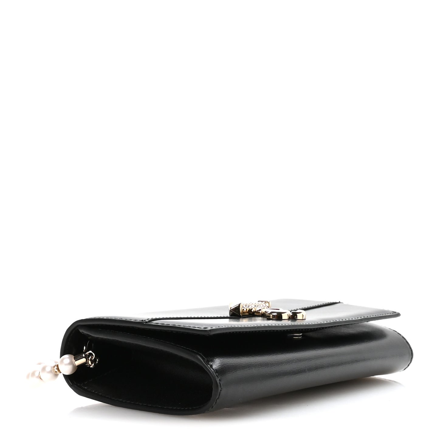 Box Calfskin Varenne Pearl Avenue Chain Clutch Black