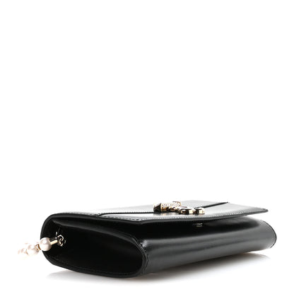 Jimmy Choo Box Calfskin Varenne Pearl Avenue Chain Clutch Black 4 of 9