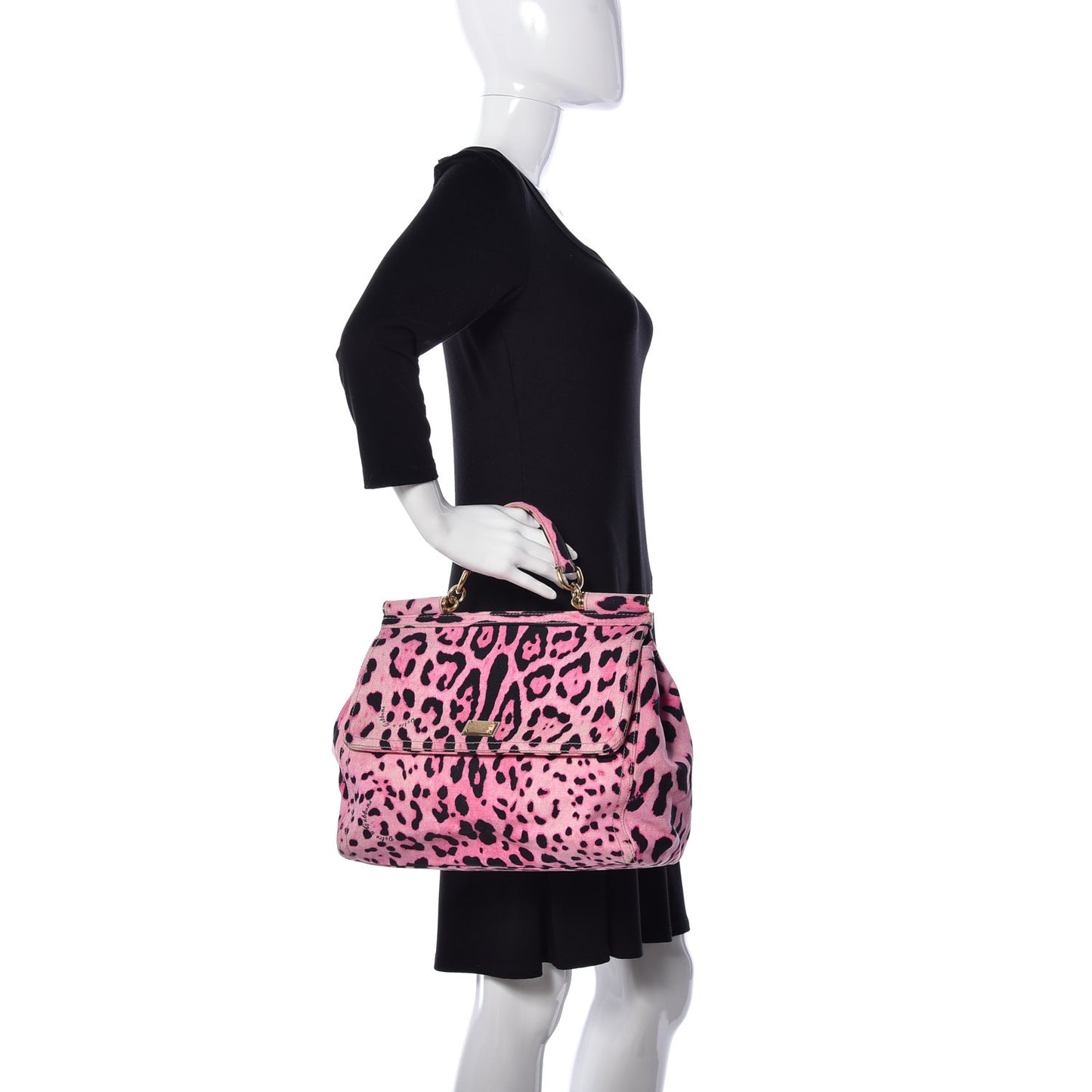 Denim Leopard Print Large Miss Sicily Satchel Pink