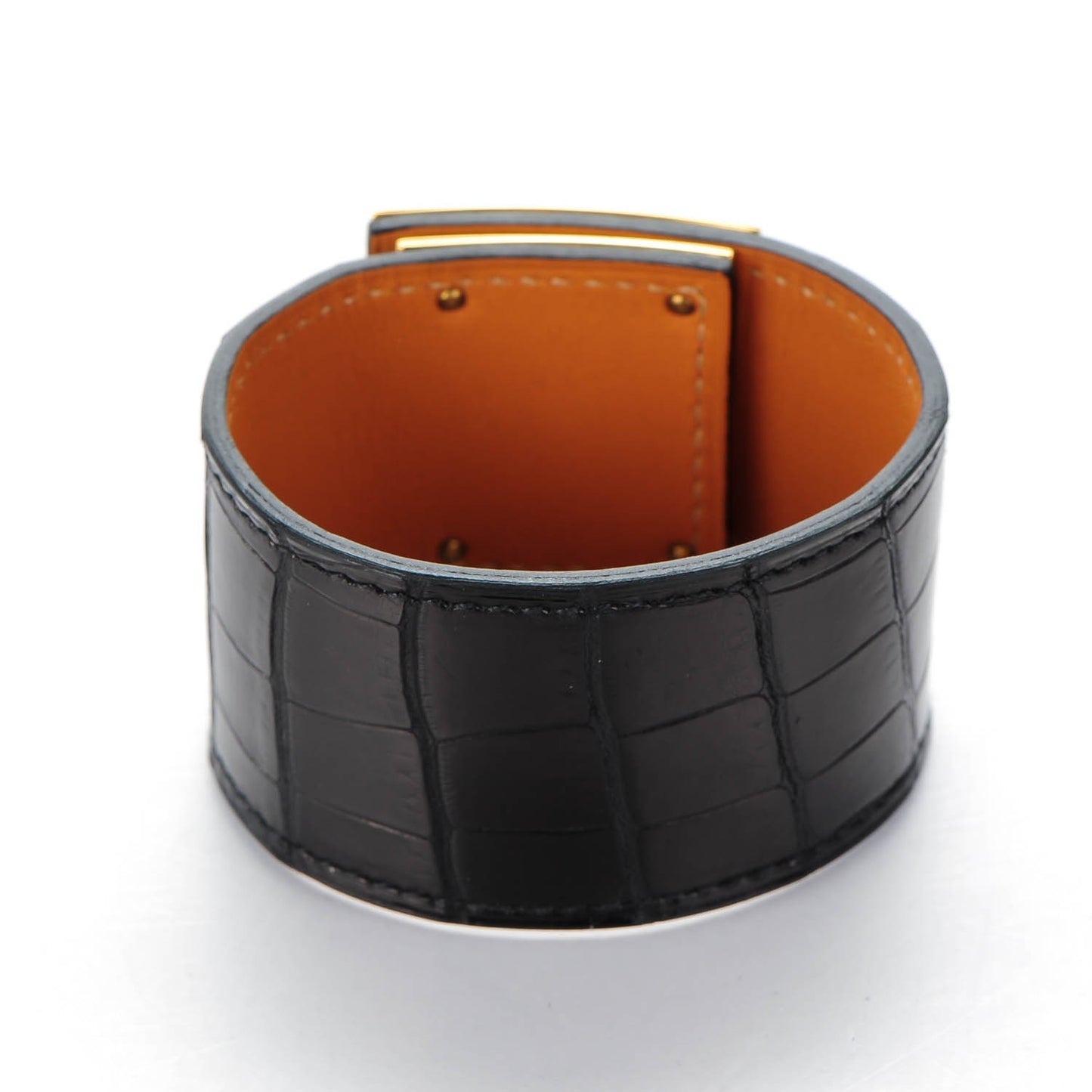 Shiny Alligator Kelly Dog Cuff Black