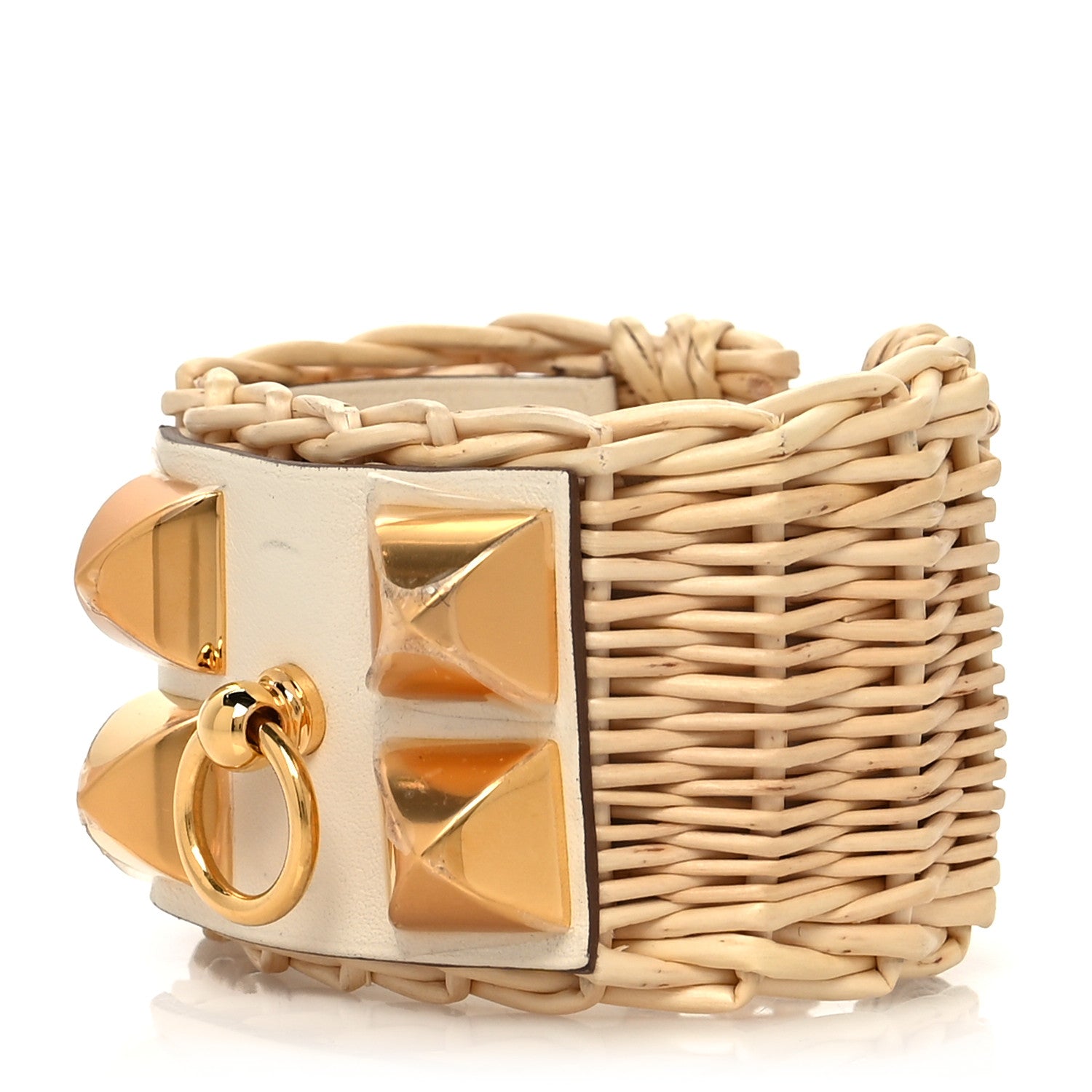 Hermes Wicker Swift Medor Picnic Cuff Bracelet T2 Nata 1 of 7