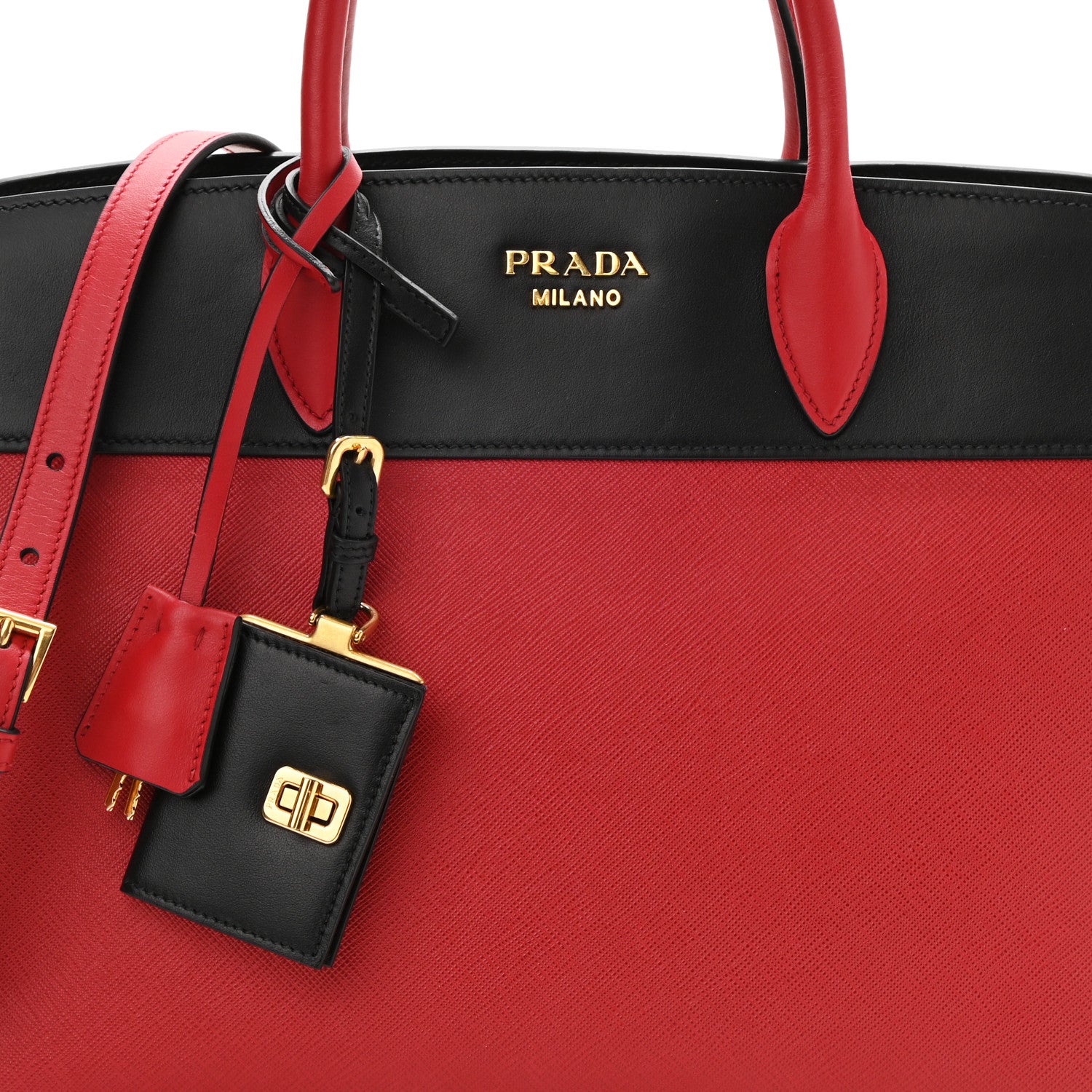 Prada Saffiano City Calfskin Medium Esplanade Fuoco Black 8 of 10