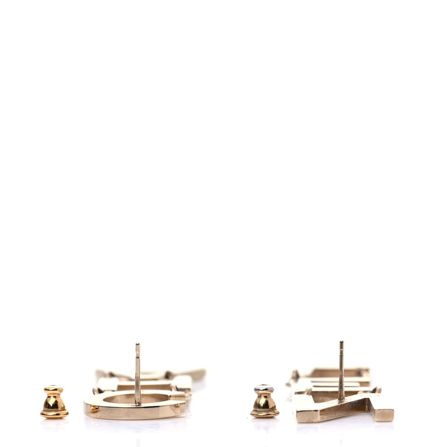 Chanel Metal Cha-Nel Logo Drop Earrings Gold 3 of 4