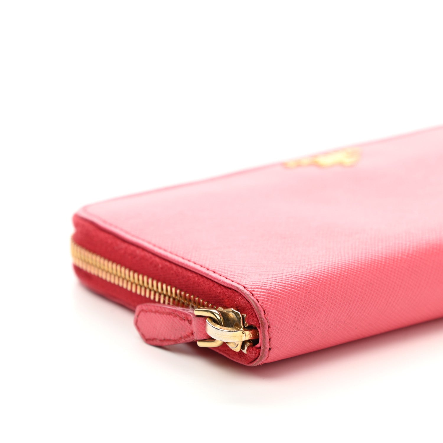 Prada Saffiano Metal Zip Wallet Fragola 5 of 11