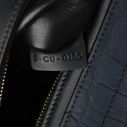 Celine Nubuck Crocodile Embossed Medium Trapeze Navy 6 of 8