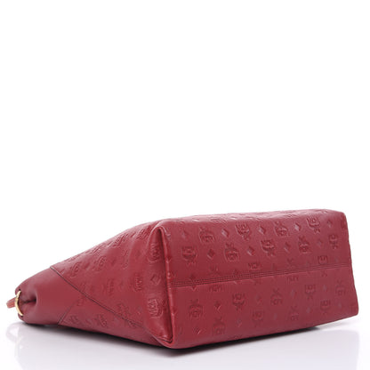 MCM Calfskin Ottomar Monogram Large Klara Hobo Ruby Red 4 of 10