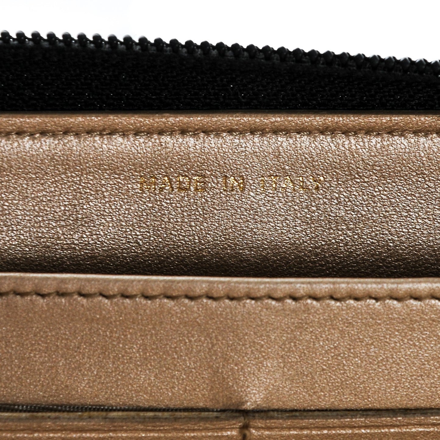 Lambskin Camellia Embossed Large Zip Around Gusset Wallet Black