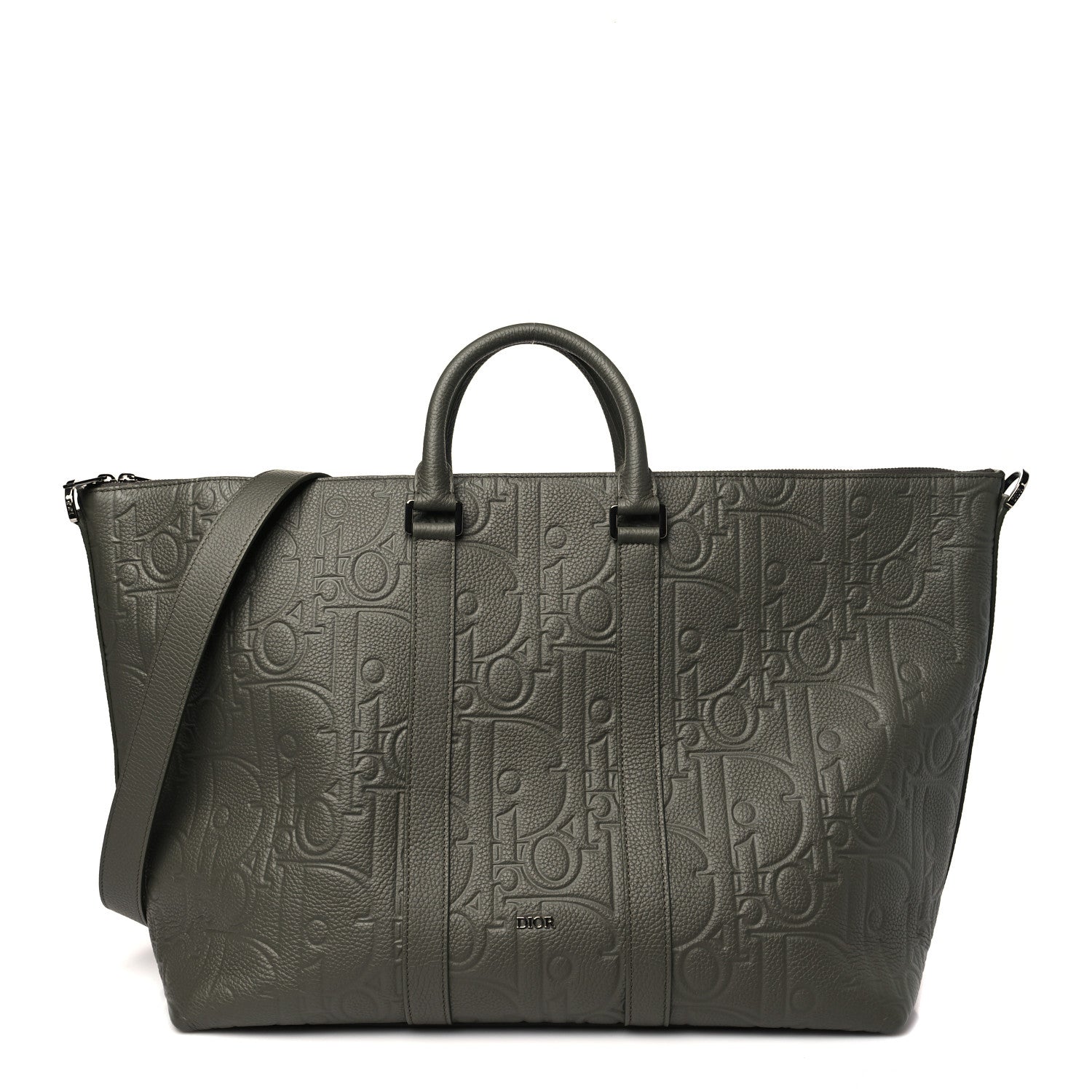 Christian Dior Grained Calfskin Embossed Dior Gravity Weekender 40 Kaki 1 of 9