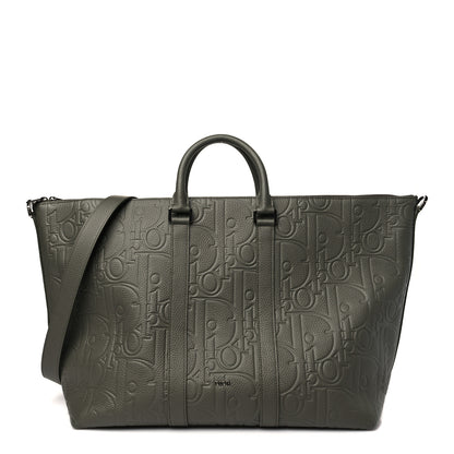 Christian Dior Grained Calfskin Embossed Dior Gravity Weekender 40 Kaki 1 of 9