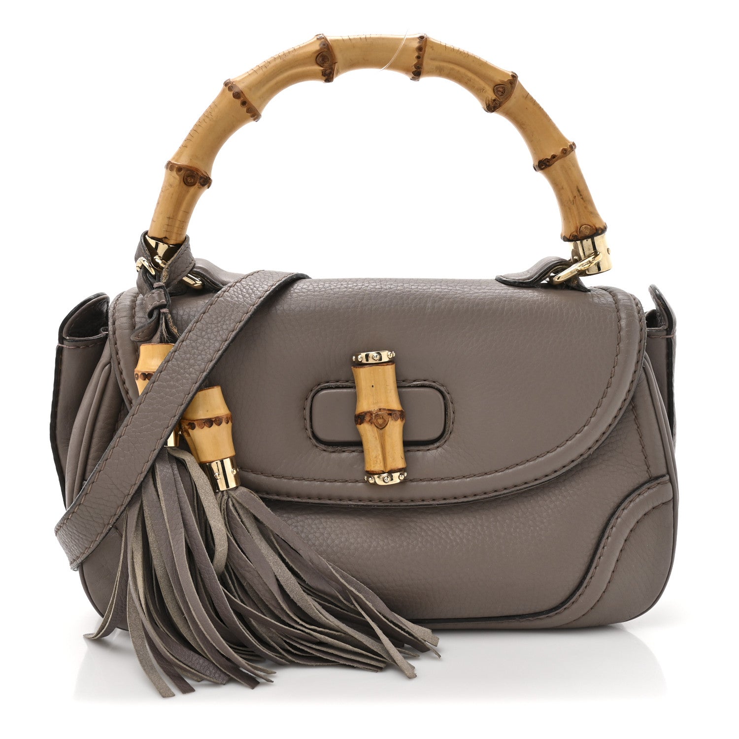 Gucci Calfskin Medium New Bamboo Top Handle Bag Mauve 1 of 16