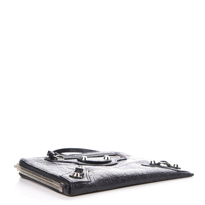 Balenciaga Agneau Arena Classic Silver Hardware Mini Pouch Black 4 of 7