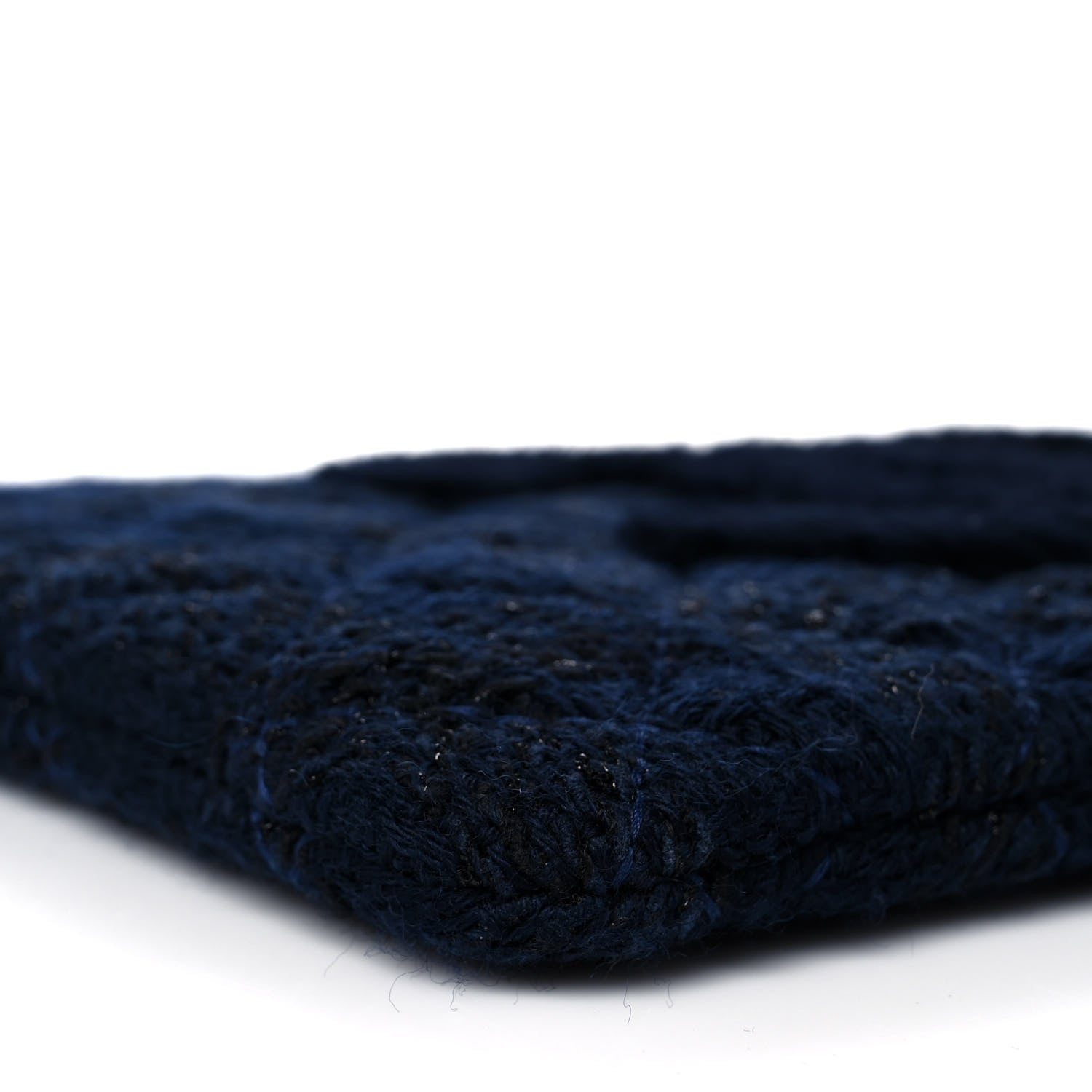 Chanel Wool Knit CC Cosmetic Pouch Navy Blue 8 of 9