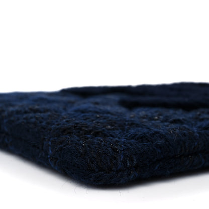 Chanel Wool Knit CC Cosmetic Pouch Navy Blue 8 of 9