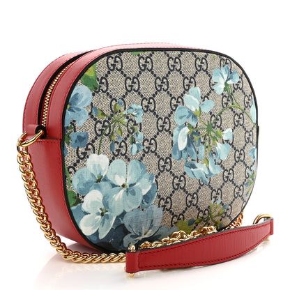 Gucci GG Supreme Monogram Blooms Mini Chain Shoulder Bag Beige Blue Navy Hibiscus Red 3 of 11