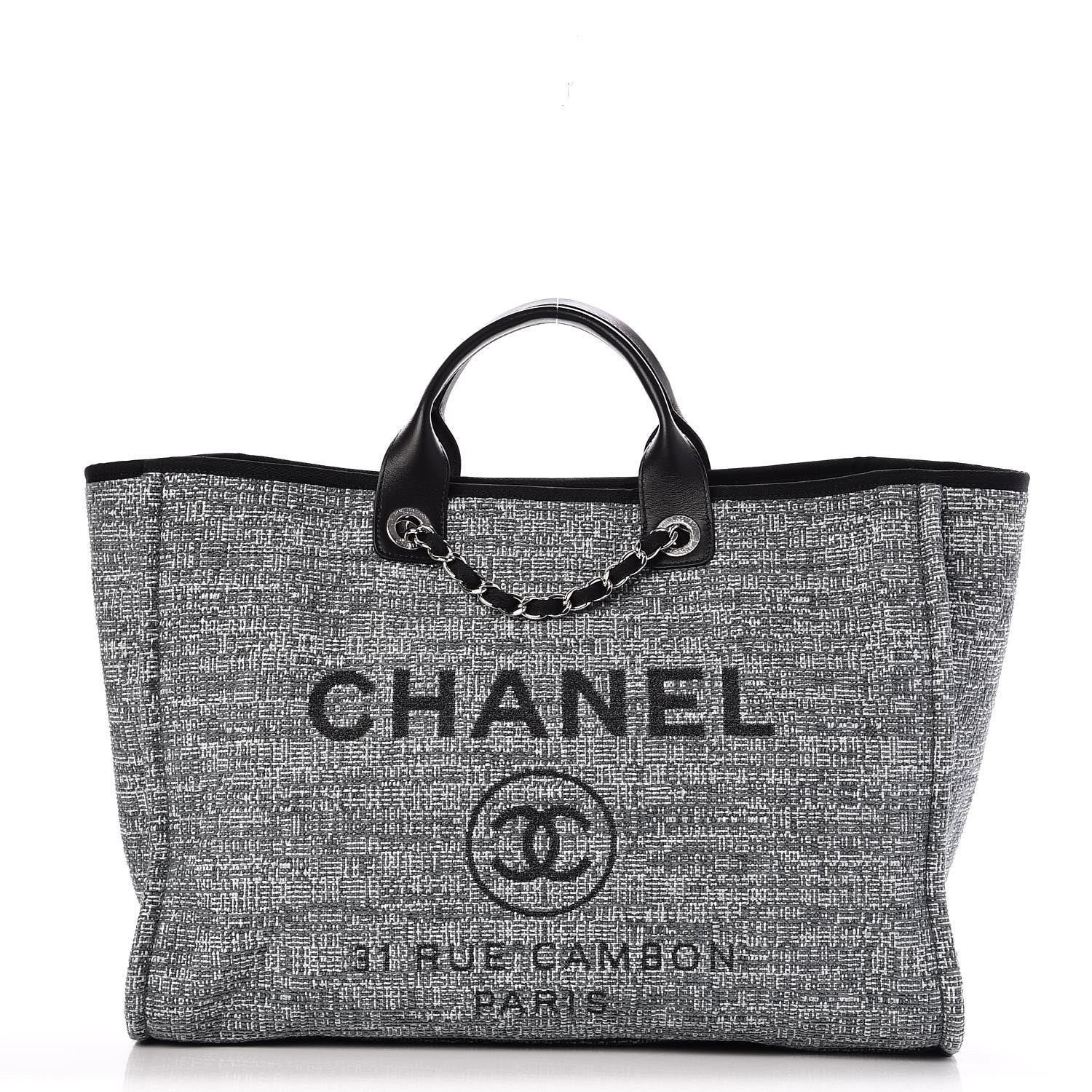 Chanel Canvas Large Deauville Tote Charcoal 1 of 8