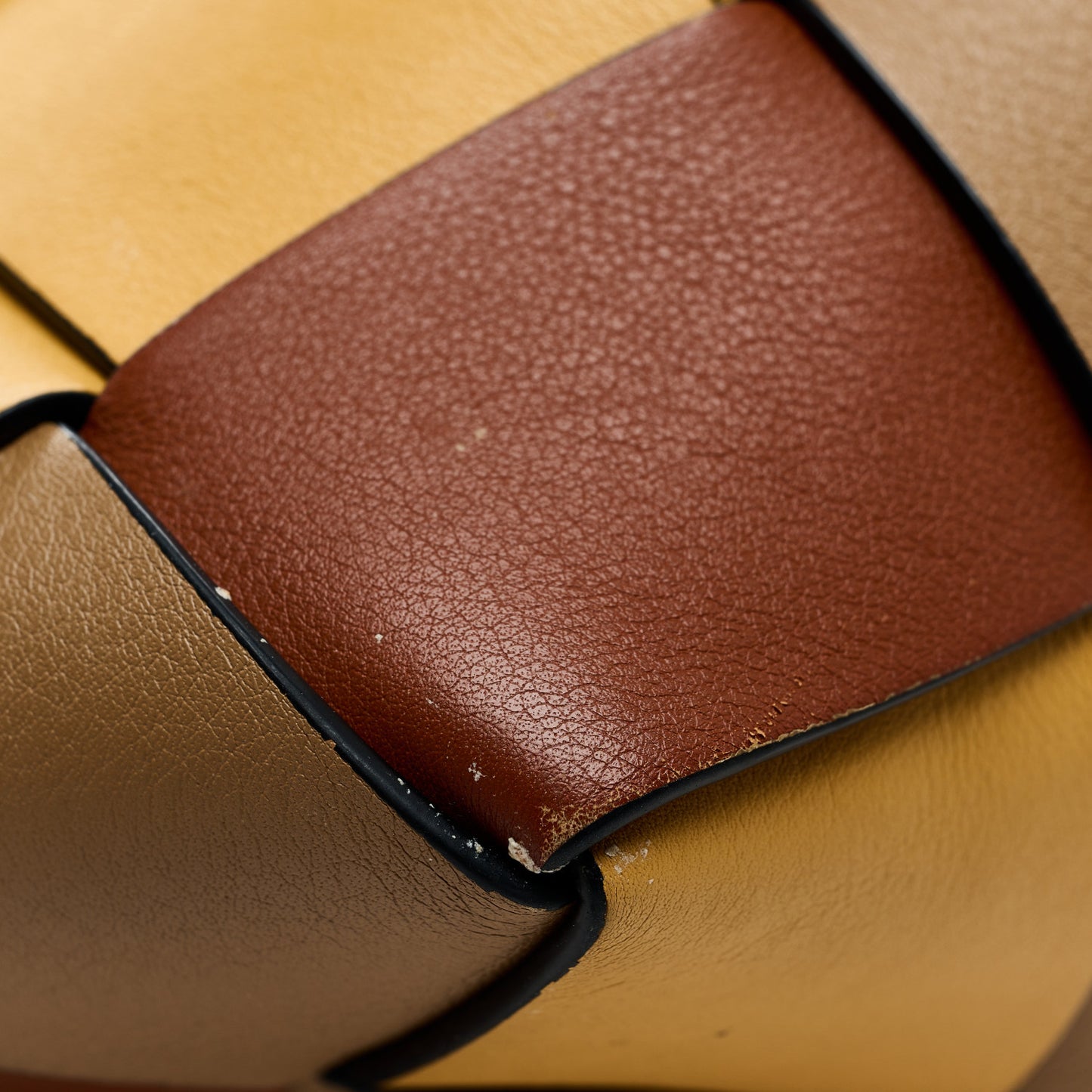 Calfskin Small Woven Basket Surplus Bag Hazelnut Camel