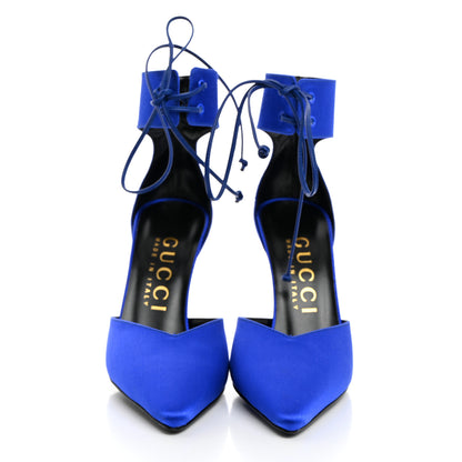 Gucci Nappa Fabric Priscilla Ankle Cuff Pumps 37 Electric Blue 2 of 9