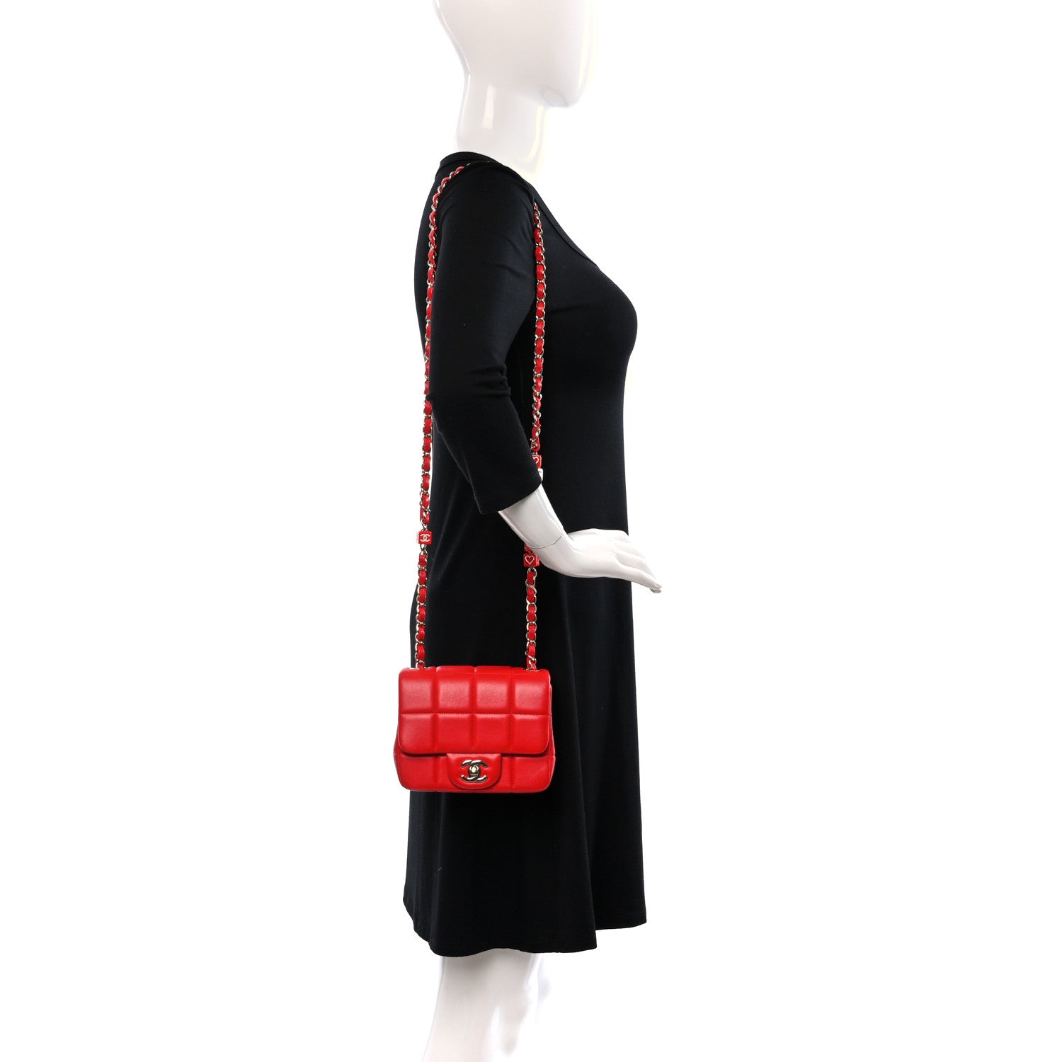 Chanel Lambskin Resin Crystal Square Quilted Monacoco Mini Flap Red 2 of 9