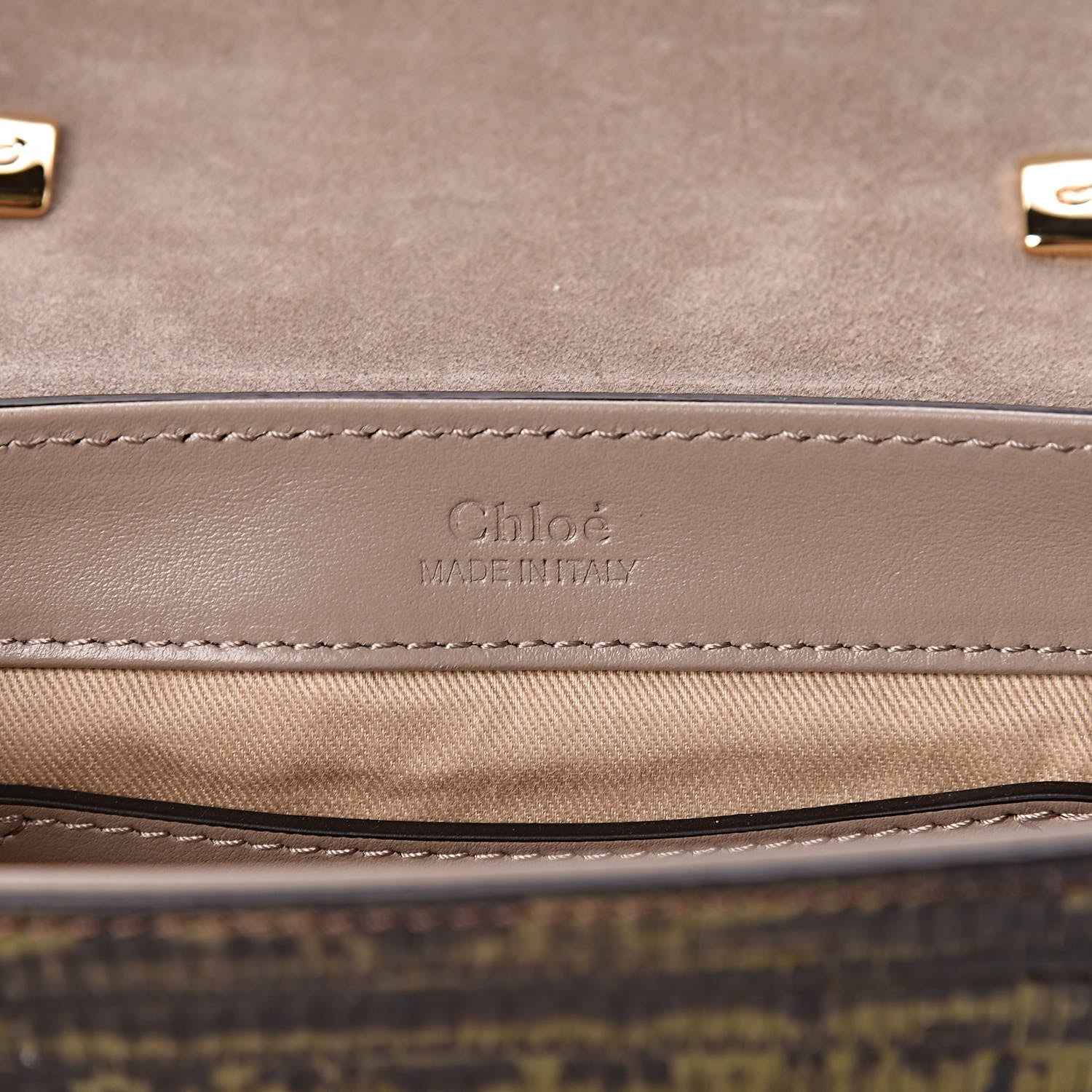 Chloe Goatskin Calfskin Lizard Embossed Mini C Double Carry Antique Green 8 of 9