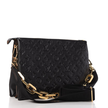 Louis Vuitton Lambskin Embossed Monogram Coussin MM Black 3 of 11