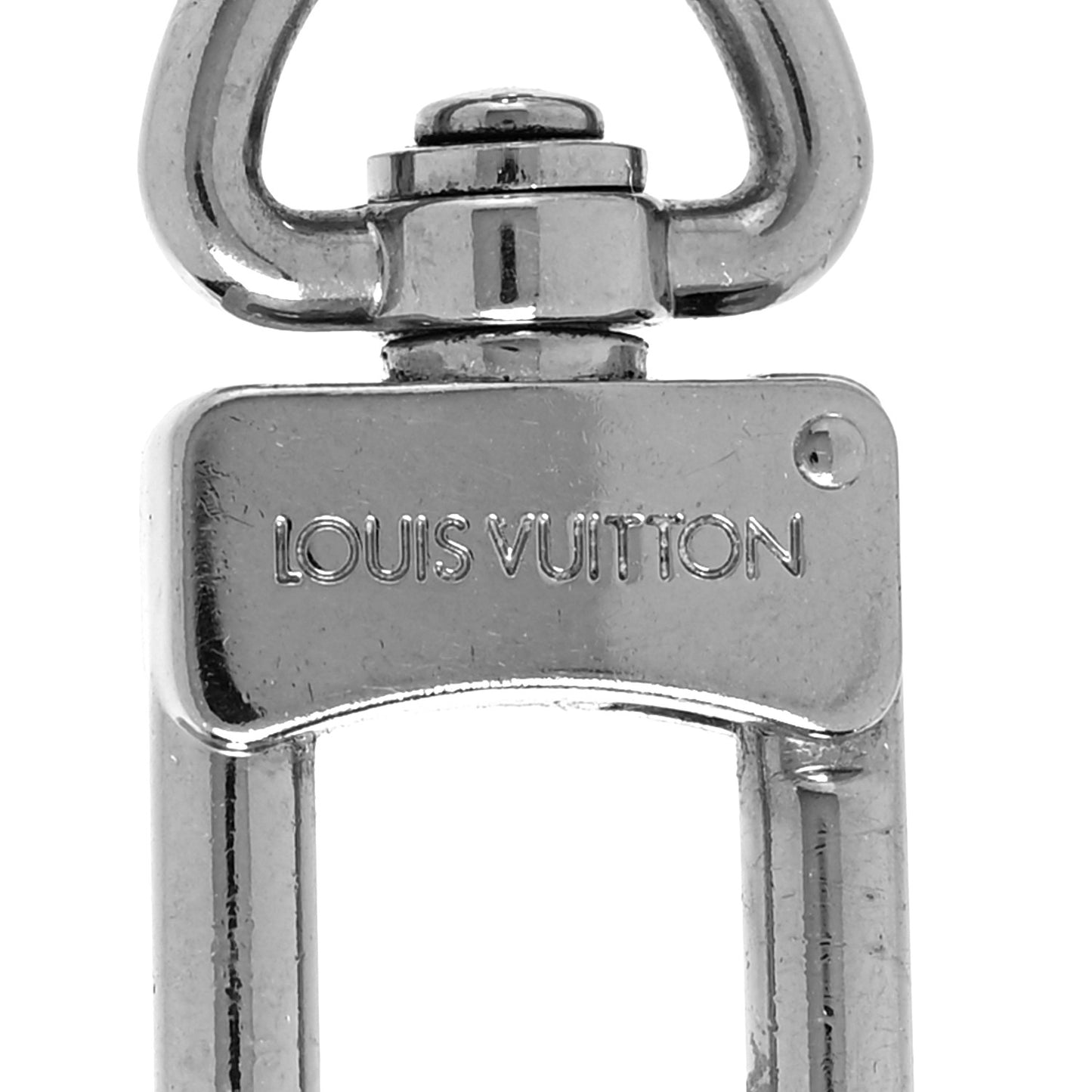 Metal Palladiium Finish LV Initiales Bag Charm Key Holder Silver