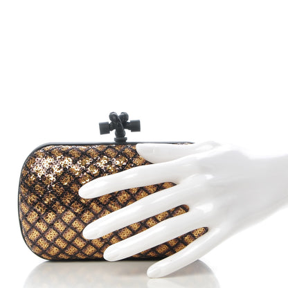 Bottega Veneta Metallic Paillettes Sequin Intrecciato Knot Clutch 2 of 6