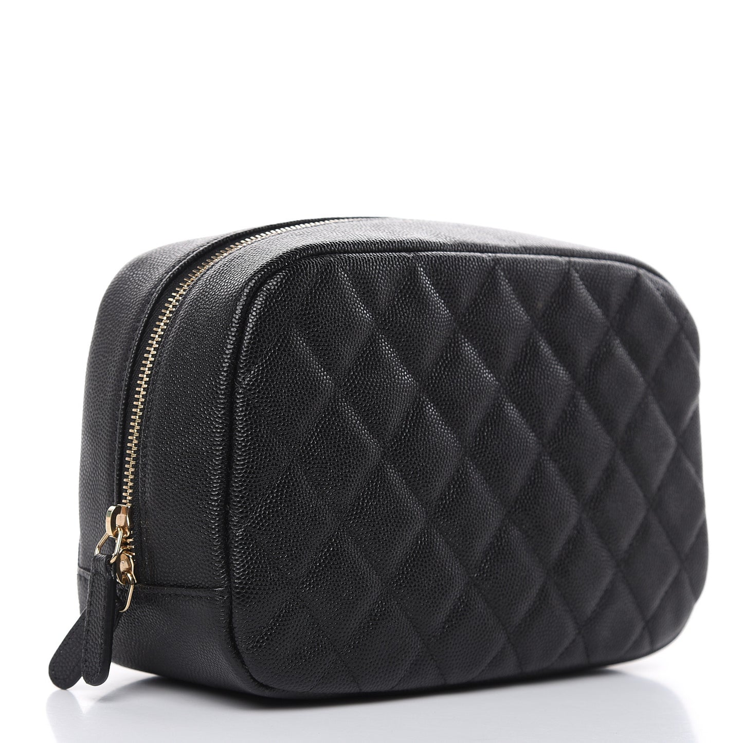 Caviar Quilted Curvy Pouch Cosmetic Case Black