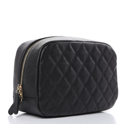 Chanel Caviar Quilted Curvy Pouch Cosmetic Case Black 3 of 10