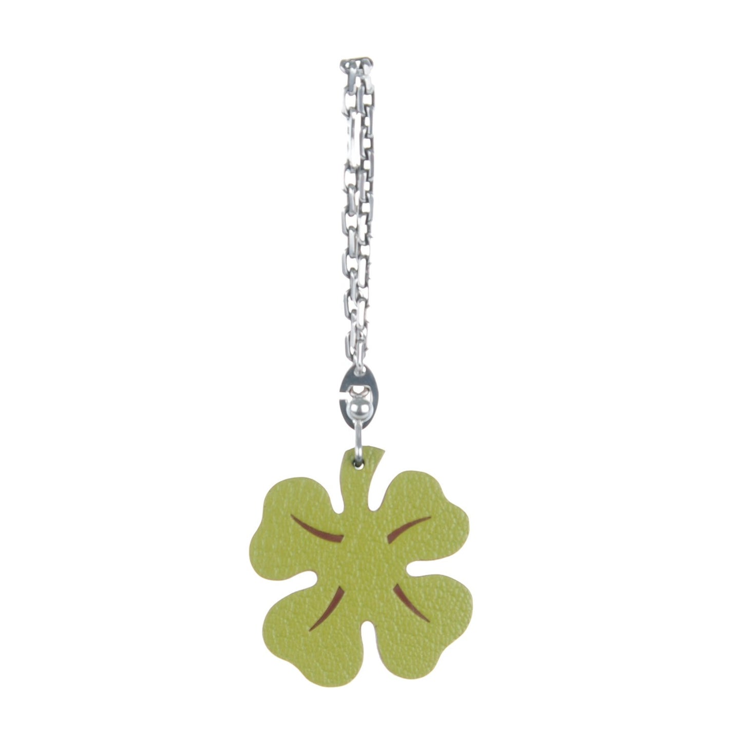Chevre Mysore Lucky Clover Key Chain Bag Charm Vert Anis Orange