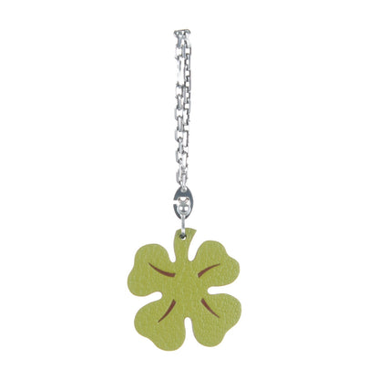 Hermes Chevre Mysore Lucky Clover Key Chain Bag Charm Vert Anis Orange 1 of 4