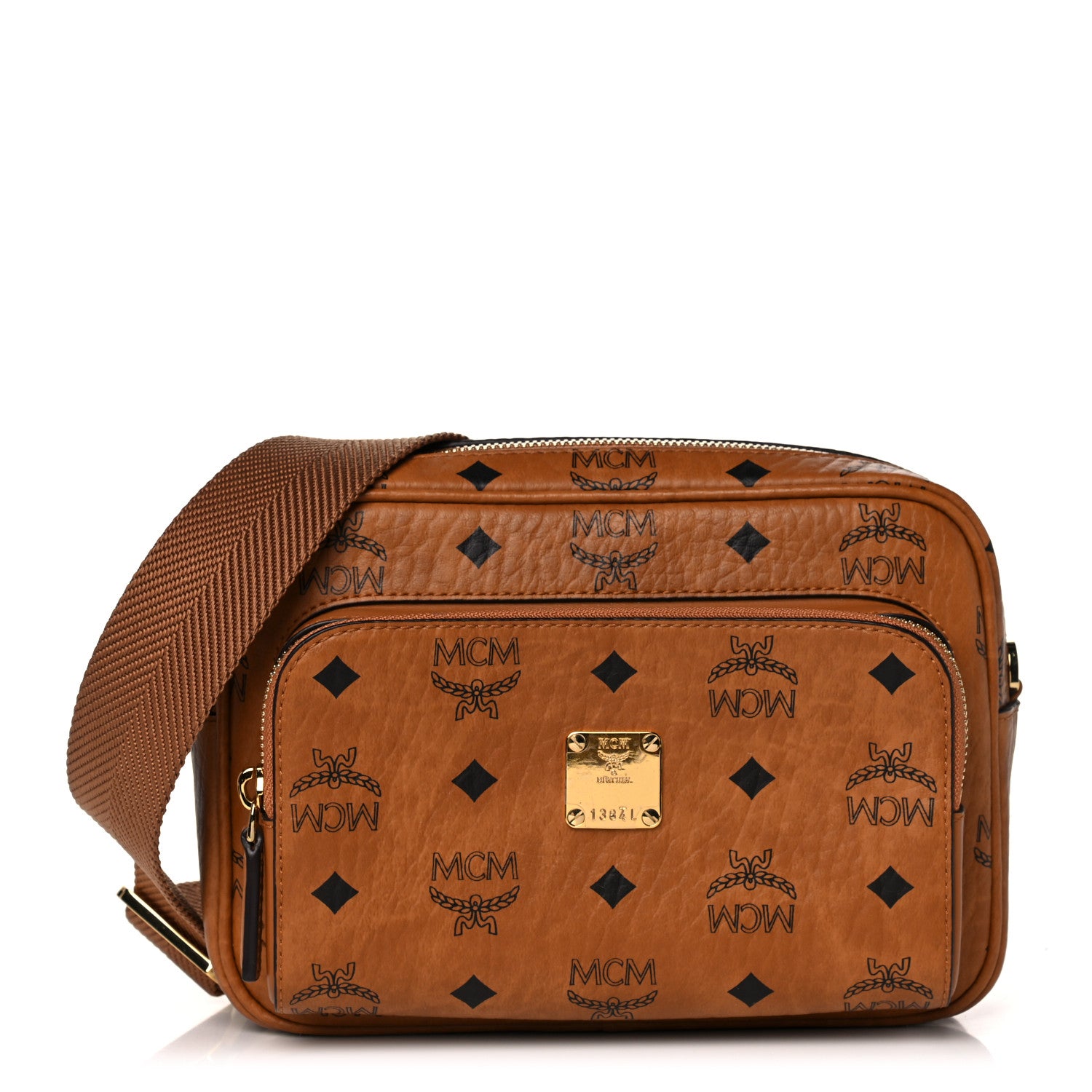 MCM Visetos Camera Crossbody Bag Cognac 1 of 9