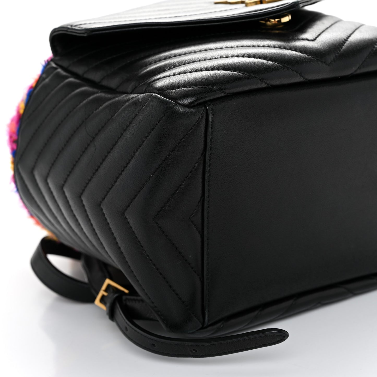 Tweed Lambskin Matelasse Monogram Joe Backpack Black Rosso Multicolor