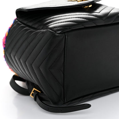 Saint Laurent Tweed Lambskin Matelasse Monogram Joe Backpack Black Rosso Multicolor 10 of 10