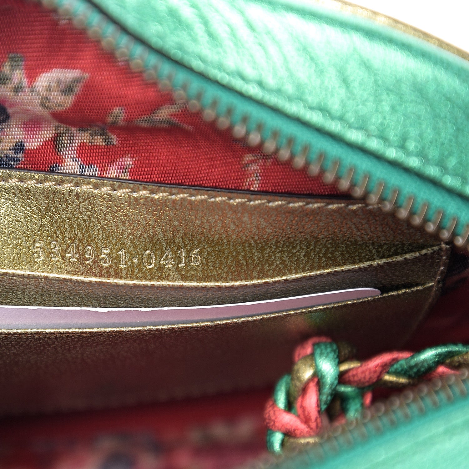 Gucci Laminated Nappa Trapuntata Mini Zumi Dome Shoulder Bag Rosso Jasmine Green Rame 5 of 10