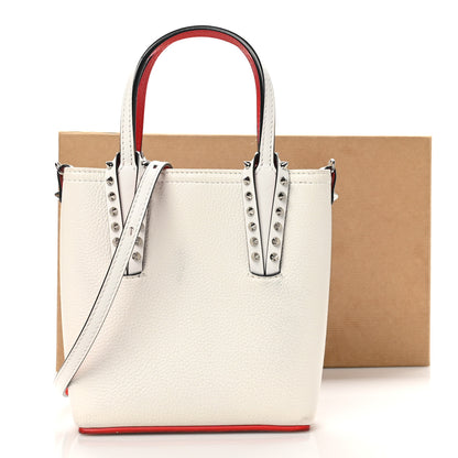 Christian Louboutin Calfskin Spikes Mini North South Cabata Tote Snow 11 of 11
