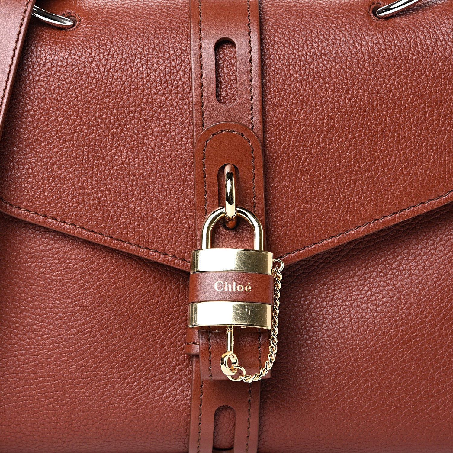 Chloe Shiny Grained Calfskin Medium Aby Day Shoulder Bag Sepia Brown 7 of 9