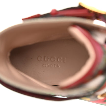 Gucci GG Supreme Monogram Flora Lace Up Combat Ankle Boots 39 Beige Multicolor Red 7 of 9