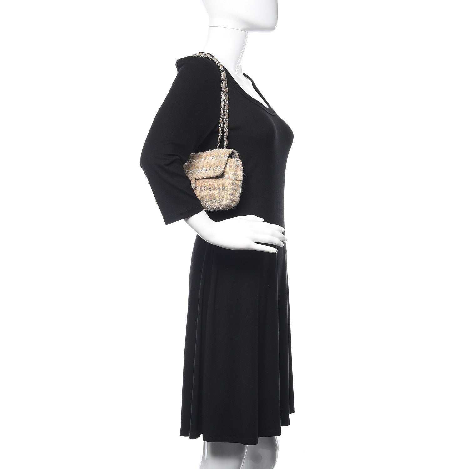 Chanel Tweed Quilted Single Flap Beige 2 of 18