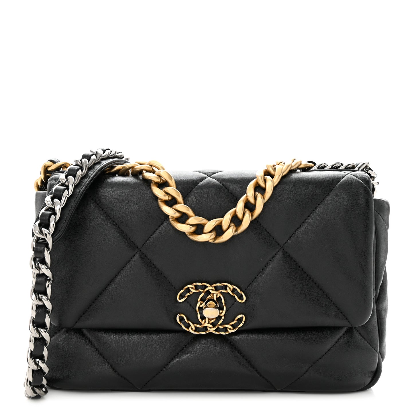 Lambskin Quilted Medium Chanel 19 Flap Black