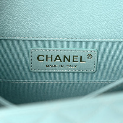 Chanel Caviar Quilted North South Boy Flap Light Blue 6 of 11