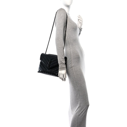 Saint Laurent Calfskin Y Quilted Monogram Monochrome Medium Loulou Chain Satchel Black 2 of 11
