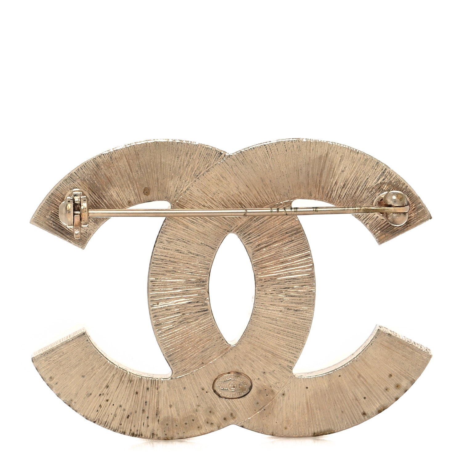 Chanel Metal Quilted CC Brooch Silver Gold 3 of 4