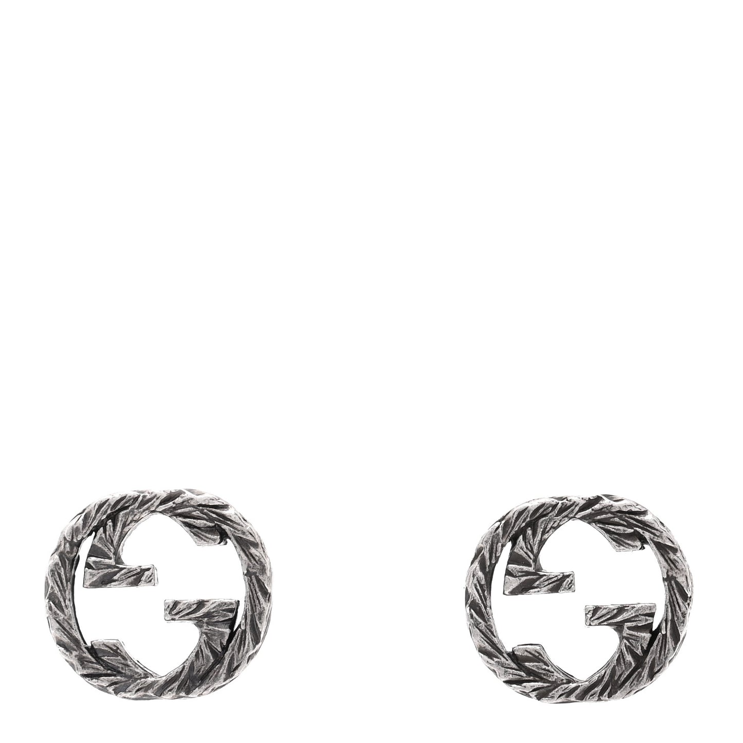 Sterling Silver Textured Interlocking G Stud Earrings