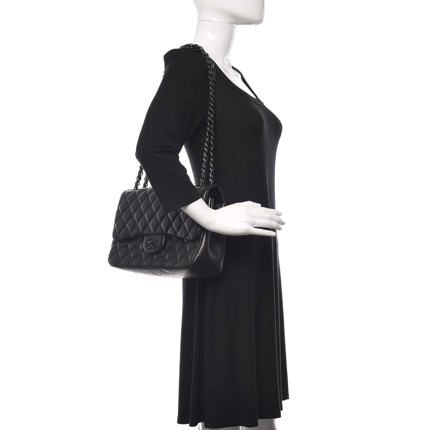 Lambskin Quilted Jumbo Double Flap So Black