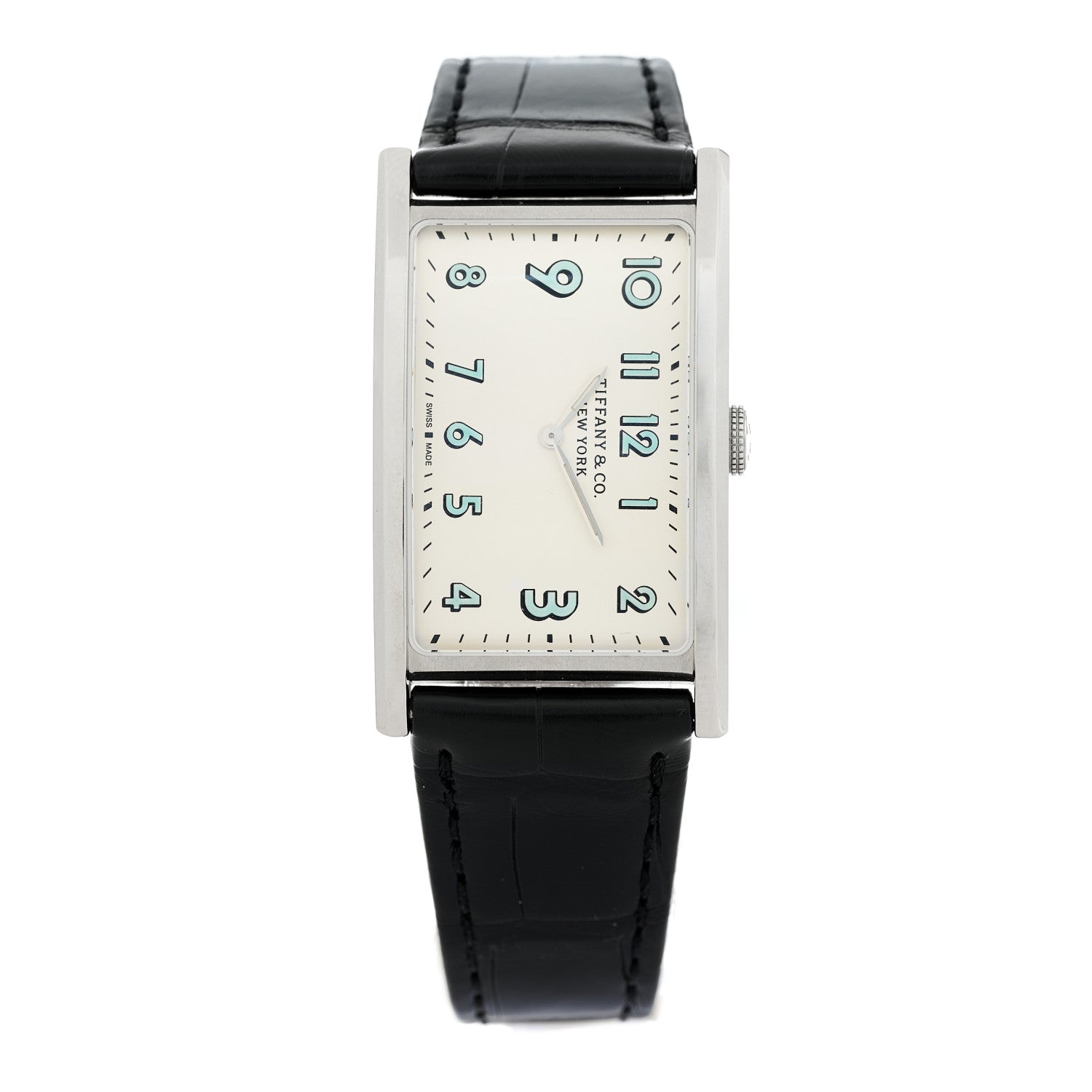 Tiffany Stainless Steel Alligator 25mm East West Quartz Watch 1 of 4