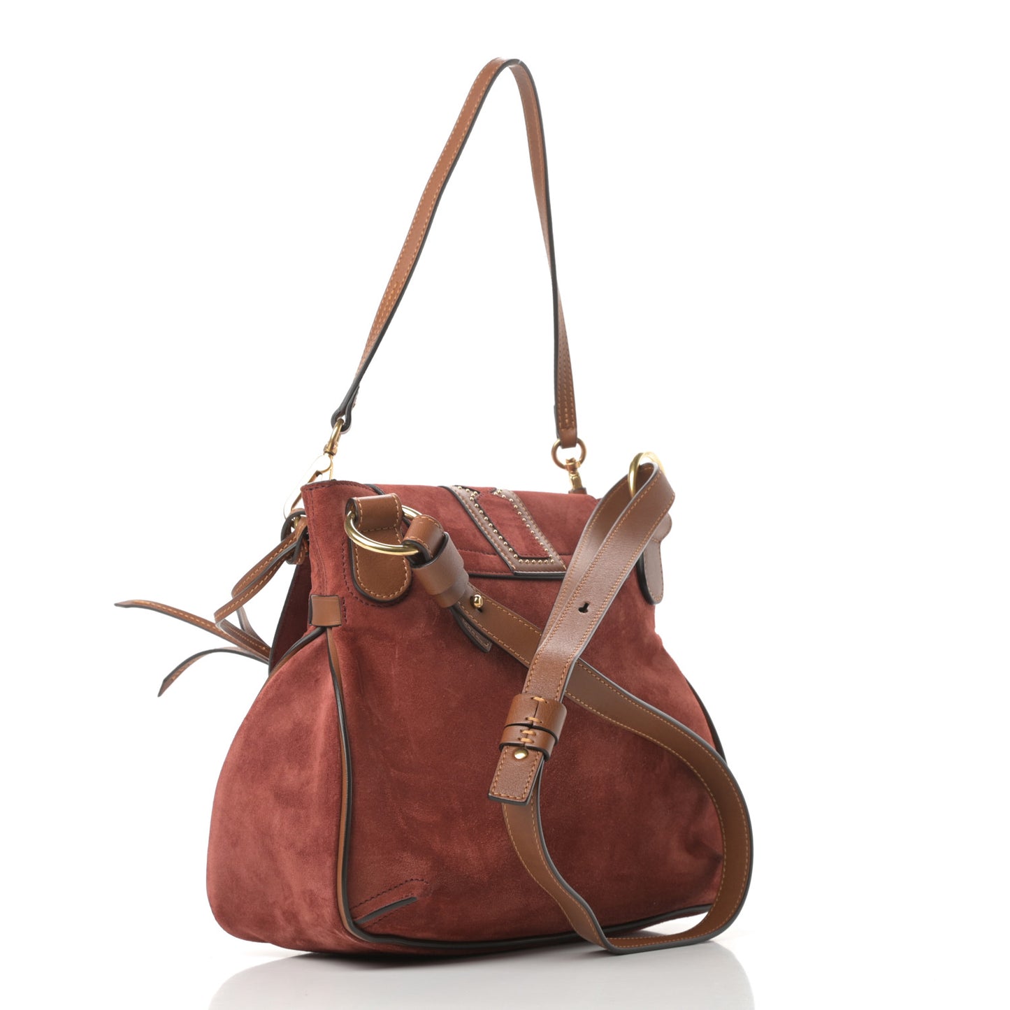 Suede Studded Small Lexa Shoulder Bag Saffron Red